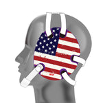 Wrestling headgear with American flag wraps