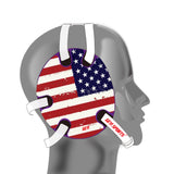 Wrestling headgear with American flag wraps