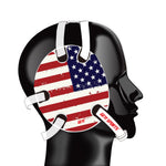 Wrestling headgear with American flag wraps