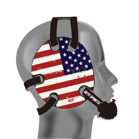 Wrestling headgear with American flag wraps