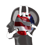 Wrestling headgear with American flag eagles stickers