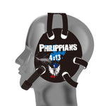 Wrestling headgear with Phil 4-13 Blue delcas