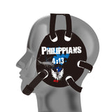 Wrestling headgear with Phil 4-13 Blue delcas