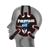 Wrestling headgear with Phil 4-13 Blue delcas