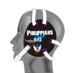 Wrestling headgear with Phil 4-13 Blue delcas