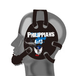 Wrestling headgear with Phil 4-13 Blue delcas