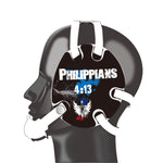 Wrestling headgear with Phil 4-13 Blue delcas