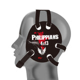 Wrestling headgear with Phil 4-13 Red delcas