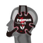 Wrestling headgear with Phil 4-13 Red delcas