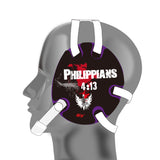 Wrestling headgear with Phil 4-13 Red delcas