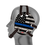 Wrestling Headgear with Thin Blue Line American Flag Wrap