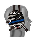 Wrestling Headgear with Thin Blue Line American Flag Wrap