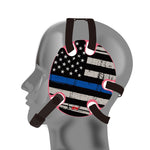 Wrestling Headgear with Thin Blue Line American Flag Wrap