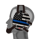 Wrestling Headgear with Thin Blue Line American Flag Wrap