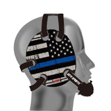 Wrestling Headgear with Thin Blue Line American Flag Wrap