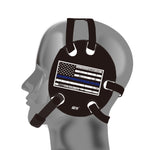 Wrestling headgear with USA Blue flag Decals