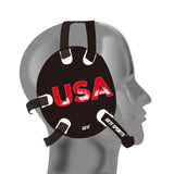 Wrestling headgear with USA Blue flag Decals