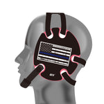 Wrestling headgear with USA Blue flag Decals