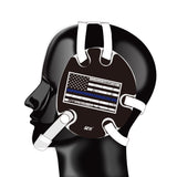 Wrestling headgear with USA Blue flag Decals