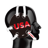 Wrestling headgear with USA Blue flag Decals