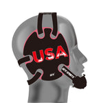 Wrestling headgear with USA Blue flag Decals