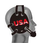 Wrestling headgear with USA Blue flag Decals