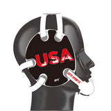 Wrestling headgear with USA Blue flag Decals