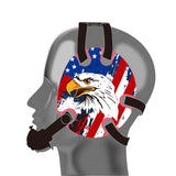 Wrestling headgear with USA and Eagles Flag delcas