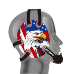 Wrestling headgear with USA and Eagles Flag delcas