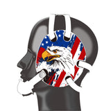 Wrestling headgear with USA and Eagles Flag delcas