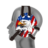 Wrestling headgear with USA and Eagles Flag delcas