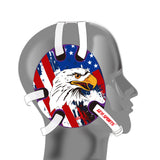 Wrestling headgear with USA and Eagles Flag delcas