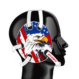 Wrestling headgear with USA and Eagles Flag delcas