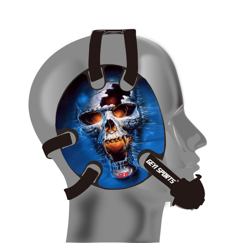 Wrestling headgear Blue Fire Skull Stickers